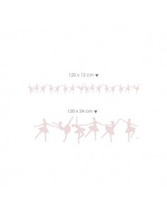 Stickers Danseuse,Stickers muraux: frise silhouettes roses 2