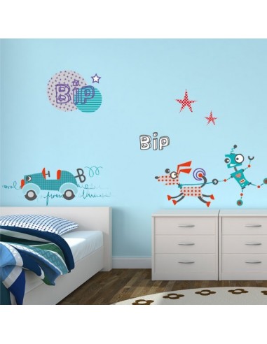 Stickers Robot,Sticker enfant: Robot et son chien Stickers Robot,Sticker enfant: Robot et son chien
