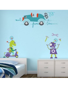 Stickers Robot,Sticker enfant: Robot Scooter 2