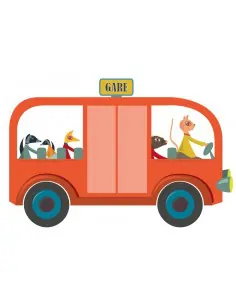 Stickers Voiture & Transports,Sticker enfant: Bus rouge