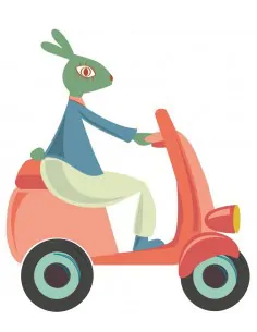 Stickers Voiture & Transports,Sticker enfant: Scooter orange