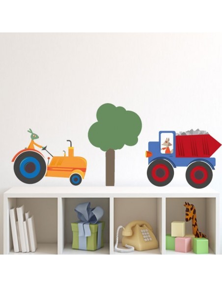 Stickers Voiture & Transports,Sticker enfant: Tracteur orange