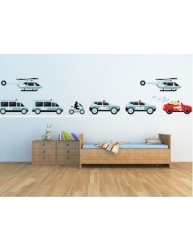 Stickers Police,Grande frise de voitures Police Stickers Police,Grande frise de voitures Police