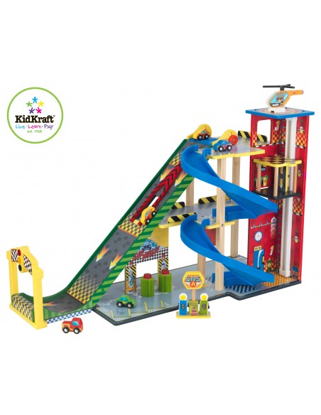 Jouet en bois,Garage de voitures enfant: Racing