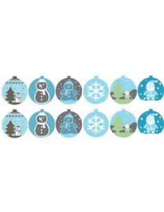 Stickers Noël,Stickers: Frise Boules de Noël "bleu" (x12)