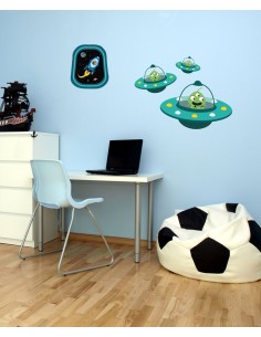 Stickers Espace,Sticker Garçon: Hublot navette bleue 2