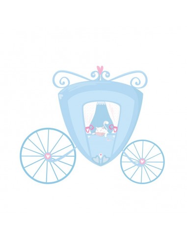 Stickers Fée & Princesse,Sticker Chambre Fille: Carrosse bleu
