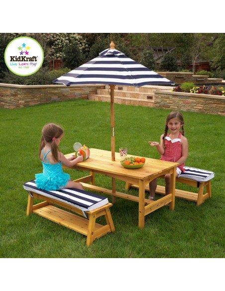 Mobilier extérieur,Ensemble table et bancs de jardin