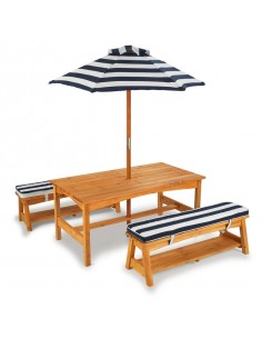 Mobilier extérieur,Ensemble table et bancs de jardin 2