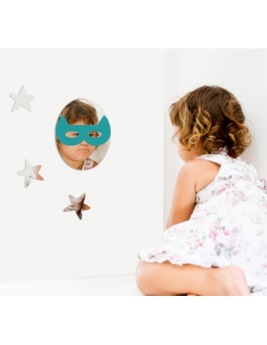 Miroir enfant,Miroir enfant: Masque loup turquoise Miroir enfant,Miroir enfant: Masque loup turquoise
