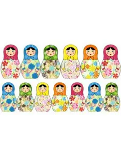 Stickers Poupées,Stickers Frise Poupées Russes 15 cm