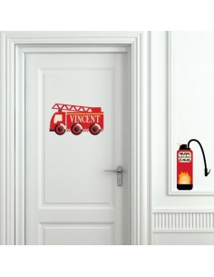 Stickers Pompier,Sticker Prénom à personnaliser: camion de 2