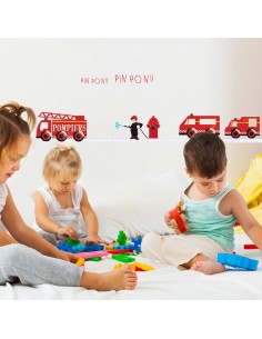 Stickers Pompier,sticker decoratif: frise pompiers 2
