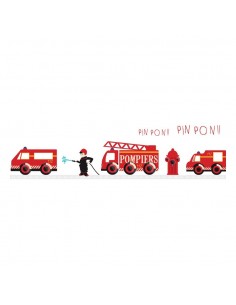 Stickers Pompier,sticker decoratif: frise pompiers