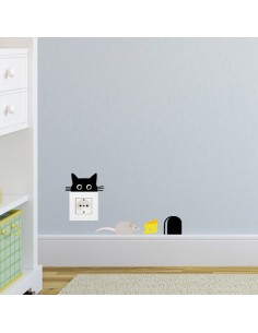 Stickers Prise,Sticker prise ou interrupteur: Chat & Souris 2