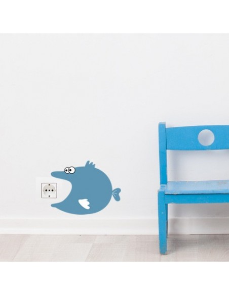 Stickers Prise,Sticker prise ou interrupteur: Poisson bleu