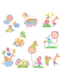 Stickers Nounours Doudous,Sticker mural: Planche Complète Doudou 2