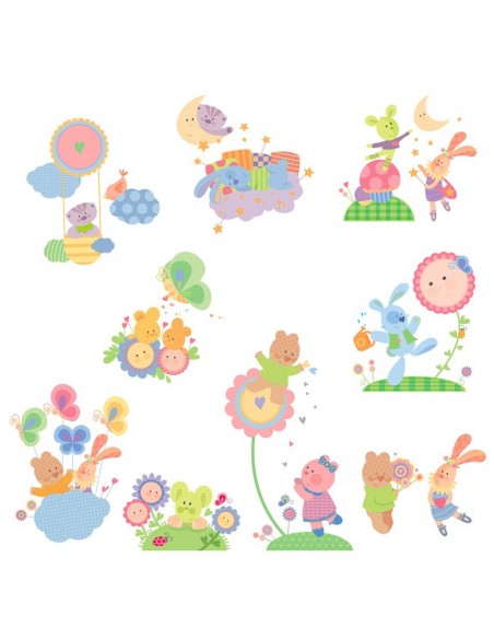 Stickers Nounours Doudous,Sticker mural: Planche Complète Doudou