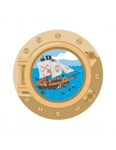 Stickers Pirates,Stickers Pirate: hublot Bateau Doré