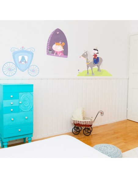 Stickers Fée & Princesse,Sticker Chambre Fille: Carrosse bleu