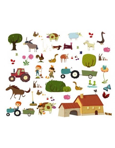 Stickers Ferme,Planche Géante: 46 stickers de la Ferme