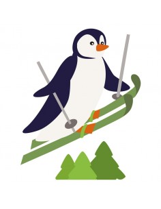 Stickers Prise,Sticker prise: Pingouin au ski