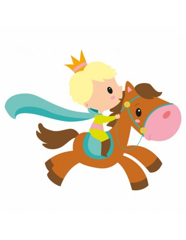 Stickers Fée & Princesse,Sticker Enfant: Prince Gabriel à cheval