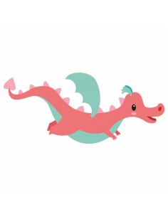 Stickers Fée & Princesse,Sticker Enfant: Dragon rose