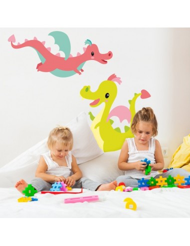 Stickers Fée & Princesse,Sticker Enfant: Dragon rose Stickers Fée & Princesse,Sticker Enfant: Dragon rose