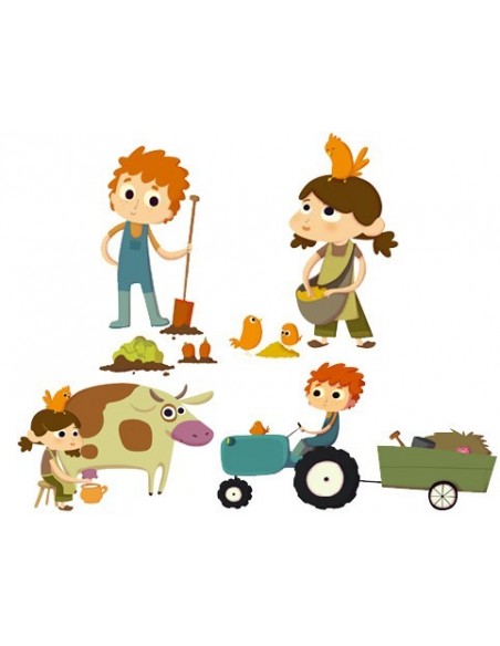 Stickers Ferme,Stickers de la Ferme: Les 4 fermiers