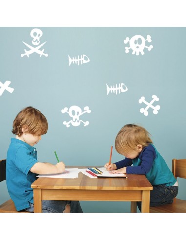 Stickers Pirates,Stickers frise pirate: têtes de mort, poissons Stickers Pirates,Stickers frise pirate: têtes de mort, poissons