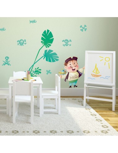 Stickers Pirates,Stickers frise pirate: têtes de mort, poissons Stickers Pirates,Stickers frise pirate: têtes de mort, poissons