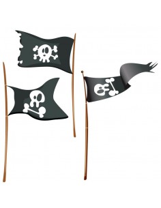 Stickers Pirates,Stickers muraux: 3 drapeaux pirates