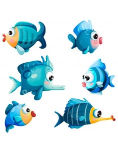 Stickers de la Mer,Stickers de la mer: Poissons bleus