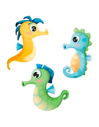 Stickers de la Mer,Stickers: 3 hippocampes bleus