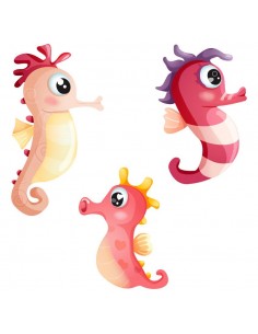 Stickers de la Mer,Stickers: 3 hippocampes rouges