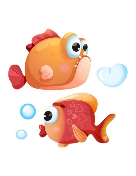 Stickers de la Mer,Stickers mer: Poissons amoureux