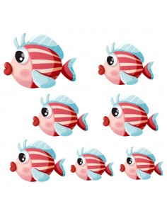 Stickers de la Mer,Stickers mer: Banc de poissons rayés