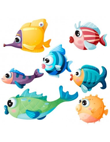 Stickers de la Mer,Stickers océan: frise petits poissons