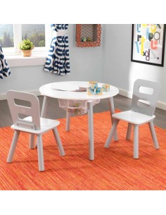 Tables- Chaises & Bureaux,Ensemble chaises et table ronde gris