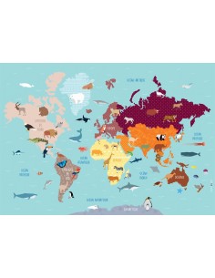 Set de table,Set De Table Enfant: Carte Monde Animaux