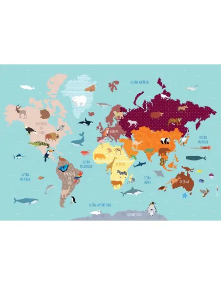 Set de table,Set De Table Enfant: Carte Monde Animaux