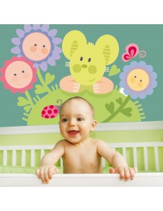 Stickers Nounours Doudous,Sticker mural: Doudou Fleurs 2