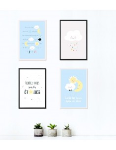 Poster enfant,Kit de 4 affiches: nuage 2