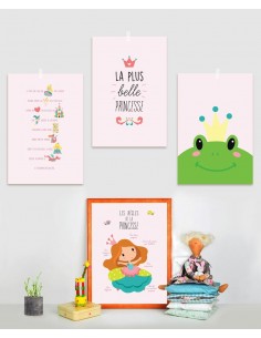 Poster enfant,Kit de 4 affiches: princesse