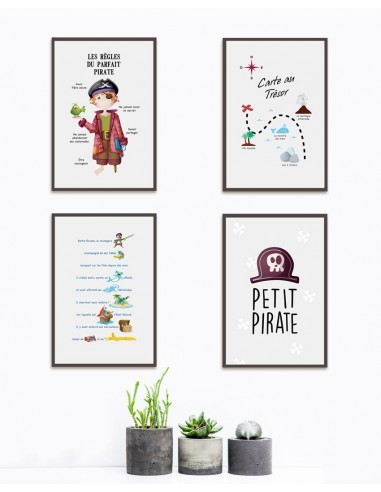 Poster enfant,Kit de 4 affiches: pirate Poster enfant,Kit de 4 affiches: pirate