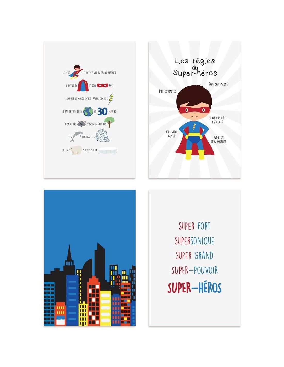 4 affiches super héros 