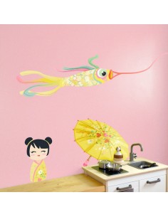 Stickers Asie,Stickers Japon: Ensemble ombrelle jaune 2