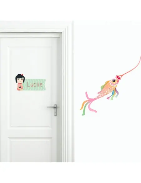 Stickers Asie,Sticker Japon: Koinobori rose