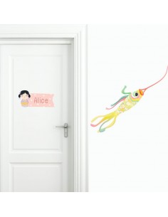 Stickers Asie,Sticker Japon: Koinobori jaune 2